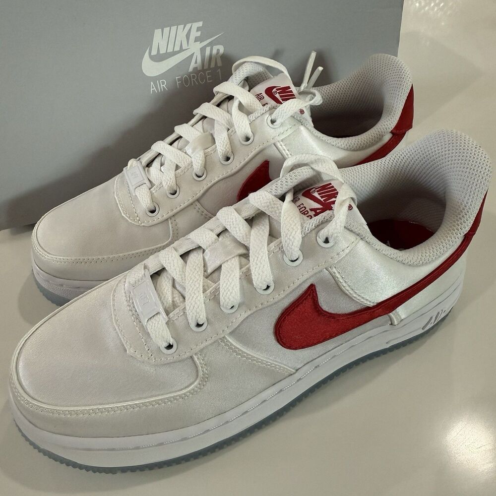 Sz 5 - Women's Nike Air Force 1 Low '07 'Satin White Varsity Red' DX6541-100